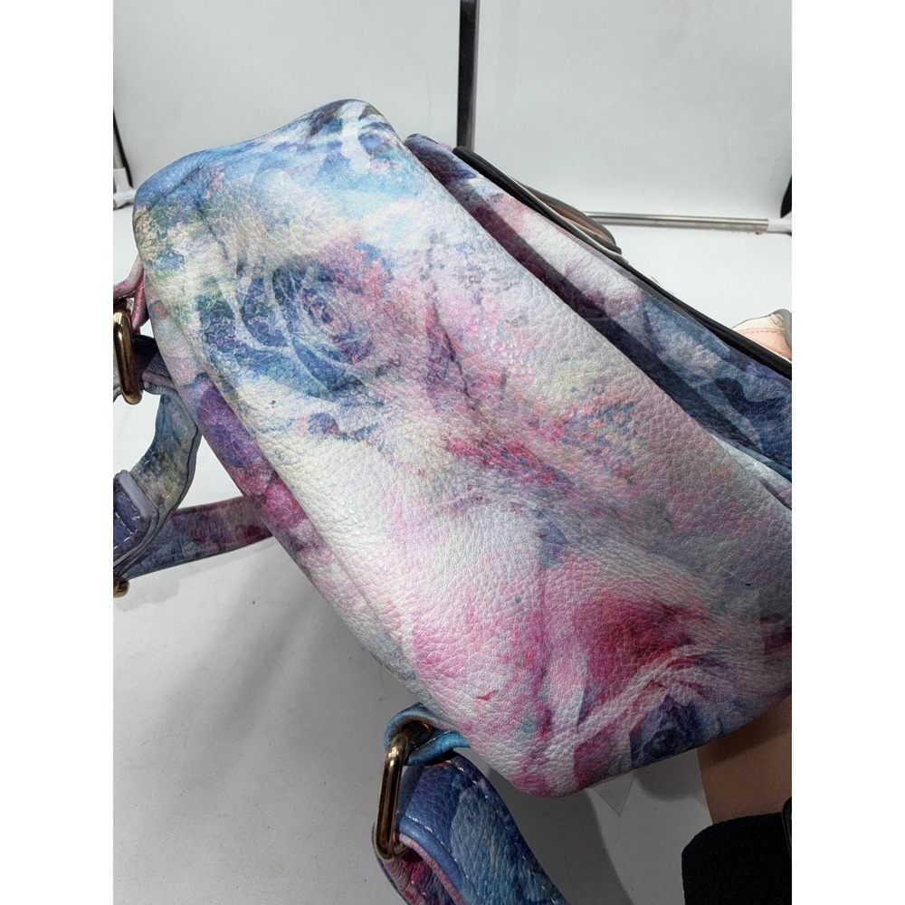 Betsey Johnson French Bulldog Floral Mini Backpack Blue Pink Rose Faux Leather - Picture 10 of 10